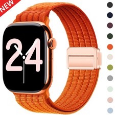 Magnetic Woven Nylon Loop Band for Apple Watch All Series 12 11 10 9 8 SE/Ultra