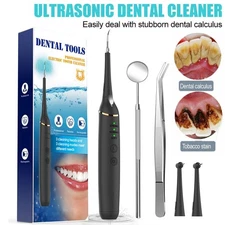 Ultrasonic Tooth Cleaner Kit Dental Plaque Calculus Stain Remover Teeth Cleaning