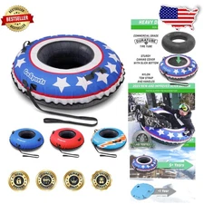 Heavy Duty 44" Snow Tube - Red White Blue Canvas, Smooth Glide, Tow Strap