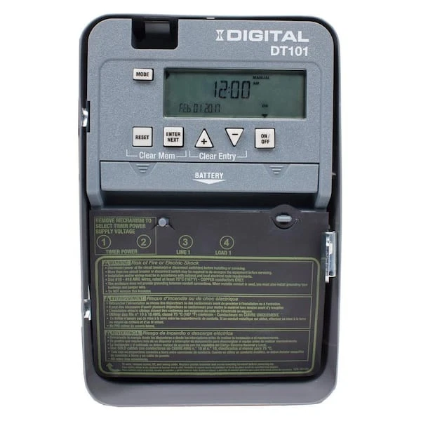INTERMATIC DT Series 1-Circuit 20 Amp 24 Hour Surface Mount Digital Timer, Gray