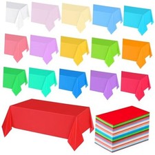 48 Pcs Plastic Tablecloth Disposable Rectangle Table Cloths 54 x 72'' Rainbow