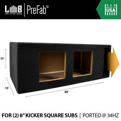 1.50 ft³ Ported Enclosure Box for Dual Kicker 8'' Solo-Baric L7 Square Subwoofers
