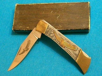 VINTAGE '80S JAPAN 200YR BICENTENNIAL AMERICAN BALD EAGLE LOCKBACK KNIFE UTILITY