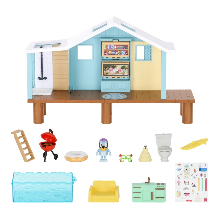 Bluey series 9 bluey's beach cabin playset -all accessories and figures included