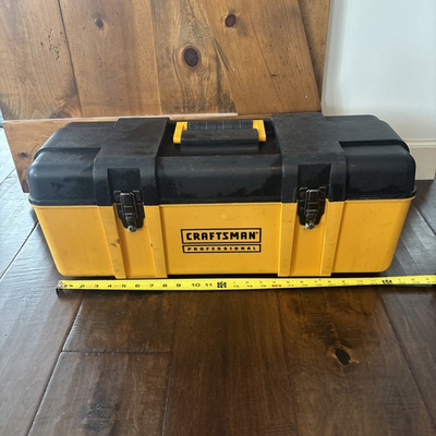 #ad #ad CRAFTSMAN Professional 25quot; Yellow Black Plastic Tool Box w Tray USA Good Shape $46.00