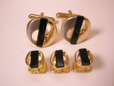 Black Silver  Gold Tone Formal Vintage Cuff Links  Tux Prom Shirt Studs p04