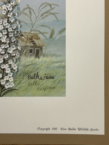 Impresión de artista Don Balke numerada firmada jilgueros mariposa arbusto arte de tocar - Imagen 9 de 16