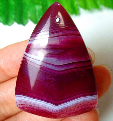 47x35x7mm Rose&White Stripes Onyx Agate Shield Healing Pendant Bead DY4989