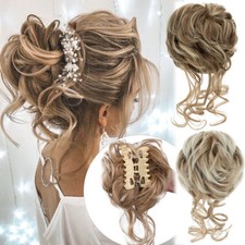 Highlight Claw Clip on in Messy Bun Hair Piece Extension Tousled Curly Hairpiece