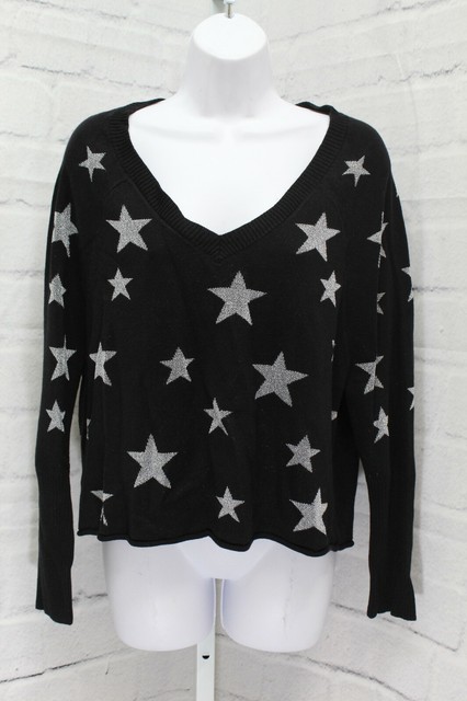 CHASER Intarsia V Neck Pullover Black w 