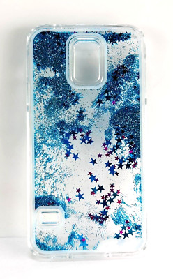 Star Glitter Waterfall Phone Case for Samsung Galaxy S5, Blue