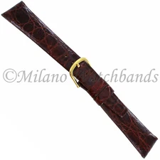 19mm Town & Country Brown Genuine Crocodile Tapered Flat Mens Watch Band