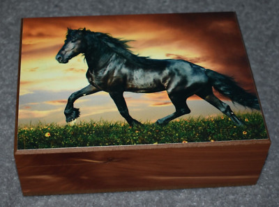 #4638 POETRY IN MOTION HORSE KEEPSAKE JEWELRY HOME DECOR WOOD CEDAR BOX