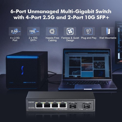 2.5Gbps Network Hub Splitter - Unmanaged 4-Port Switch with Metal Casing - Picture 4 of 9
