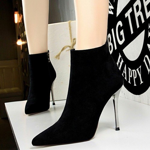 Sexy Black Pointed Toe Ankle Boots Thin High Heel Stilettos Nightclub Shoes  | eBay
