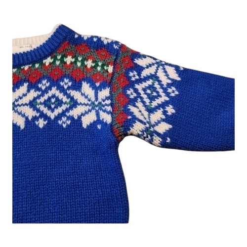 VINTAGE 1980s Christopher Rand Kid's Crewneck Blue Snowflake Sweater, Size 6 - Picture 5 of 10