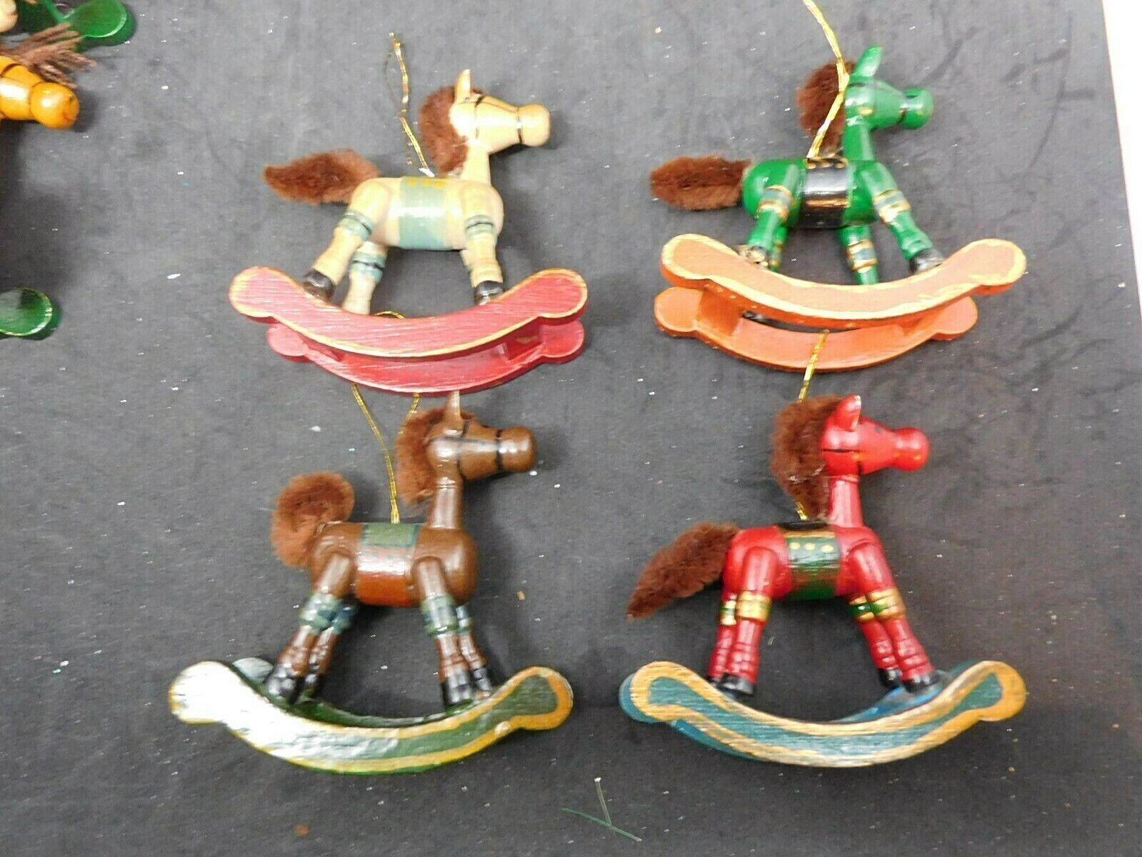 LOT of 13 Wood Rocking Horse Teddy Bear Christmas Ornaments Russ Berrie EUC Niska cena, cena zysku