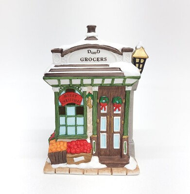 1993 Mercuries D and D Grocers Collectable Porcelain Christmas Village Dickens