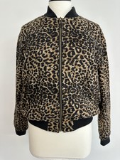 Brigitte Bardot Leopard Print Bomber Jacket Size 1 Small Uk 8-10 New