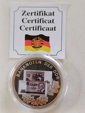Gedenkpr&auml;gung Banknoten der DDR, mit 999 Silber plattiert, Farbaufkleber, (M144)