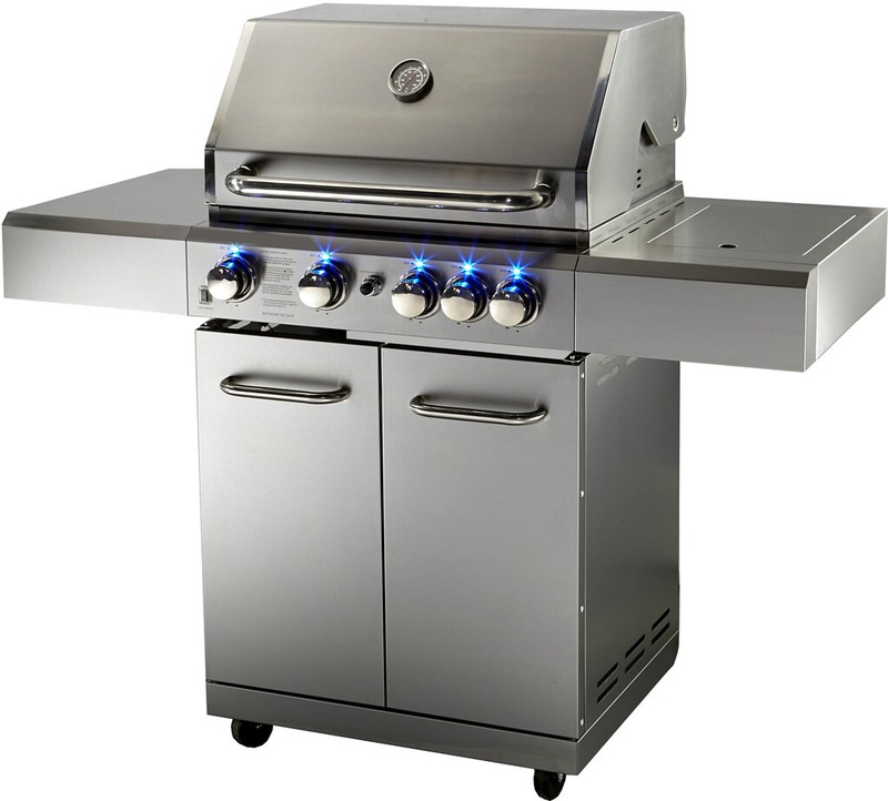 New Stainless Steel Outdoor Propane Gas BBQ 5 Burner Grill w/ Rotisserie + Cover