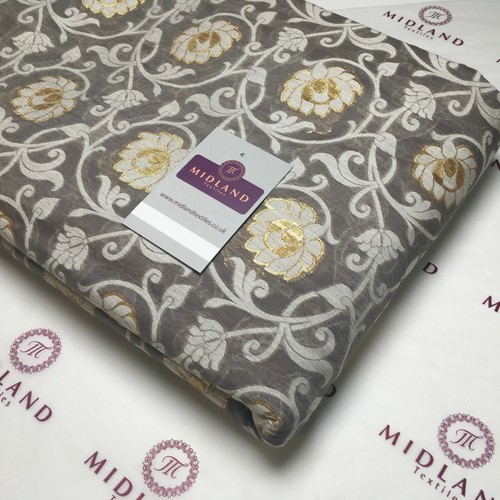 Floral Cotton Indian Banarsi Brocade Faux Silk Waistcoat Fabric 110 cm M1276 - Picture 57 of 66