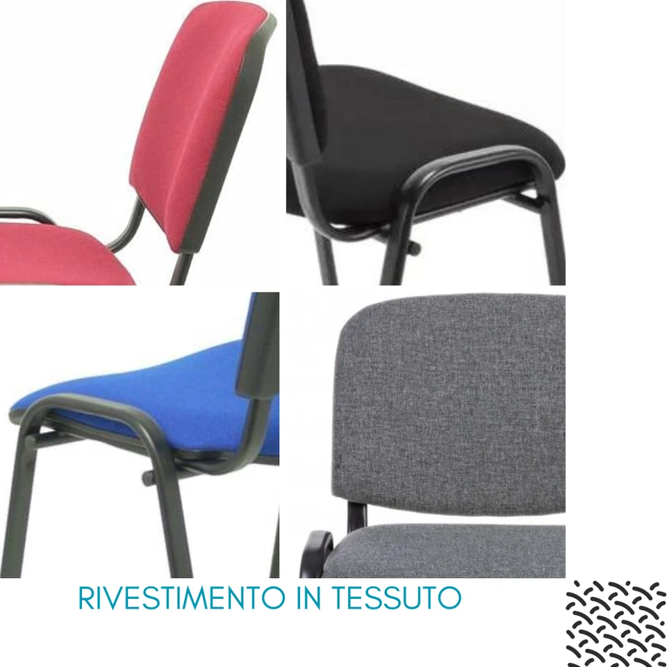 Silla Sala Espera Oficina Sillón Fijo Conferencia Reunión Tejido Escritorio - Imagen 4 de 4