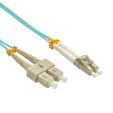 3m LC/UPC-SC/UPC OM3 Multimode Duplex OFNR 2.0mm Aqua Fiber Optic Patch Cable