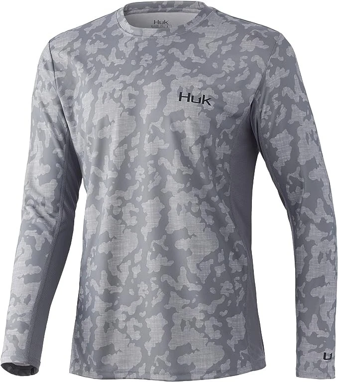 HUK Mens Icon X Running Lakes Overcast Long Sleeve Shirt - Mens Medium