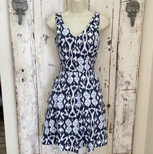 Gap Size 0 - 2 Woman's Linen Navy Blue Purple White Pocketed Summer Dress