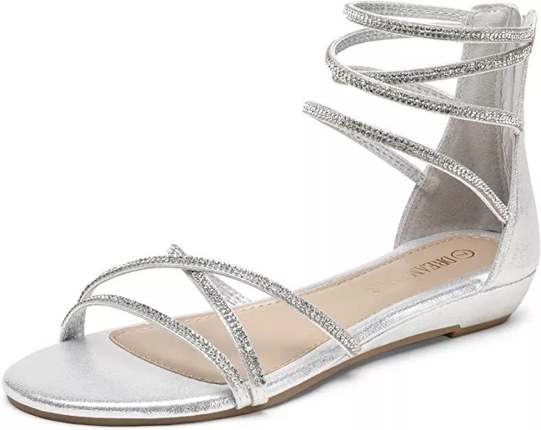 Silver rhinestone gladiator best sale sandals
