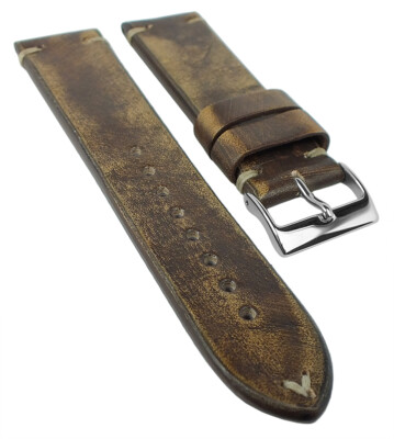 Herzog Vintage Passion Uhrenarmband | Leder kupferbraun Ziernaht 32301