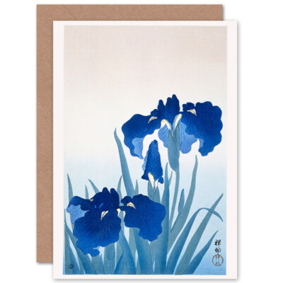 Iris Blumen Ohara Koson Grußkarte mit Umschlag innen Premium Qualität