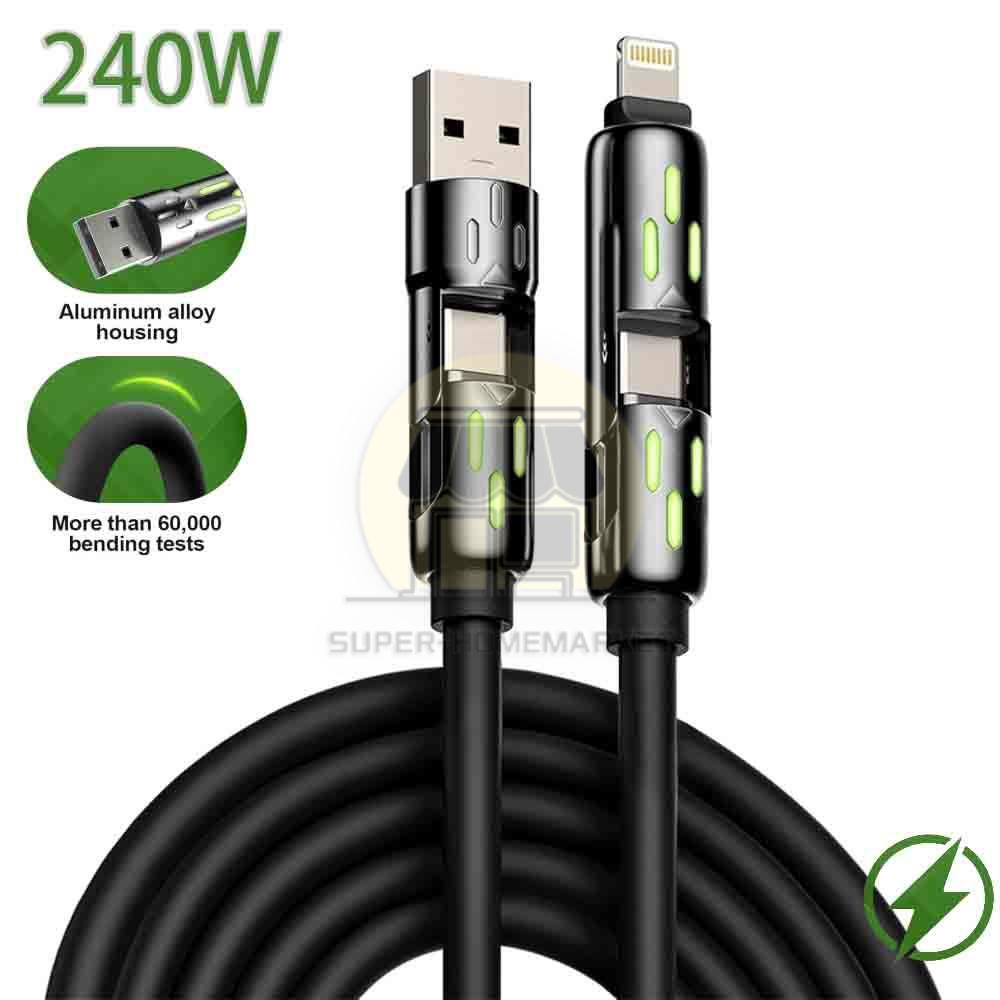 👍4 in 1 Multi-USB Charging Cable -240W Fast Charging/With USB A+ Type-C 6.6ft🔥