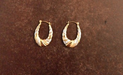 14K GELBGOLD CREOLEN von JACMEL (JCM) - DIAMANTSCHLIFF DESIGN - 1,94g