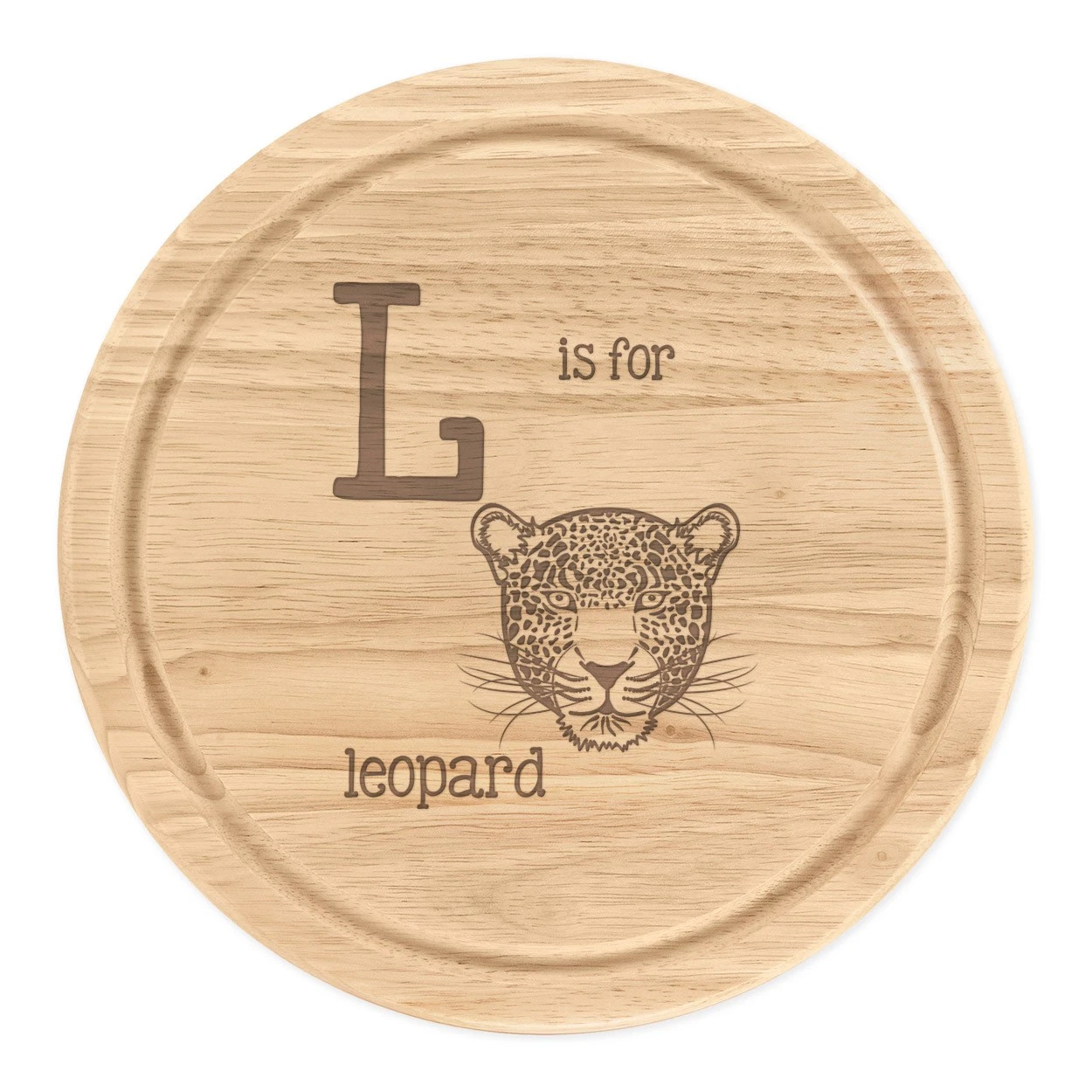Letter L Is For Leopard Round Chopping Cheese Board Funny Animal