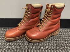 USA Made Union Made Packer Brown Leather Work Boots with Vibram Sole 9EE