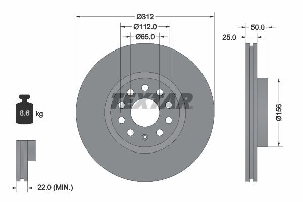 2X Textar 92120505 Bremsscheibe FüR Skoda VW-image