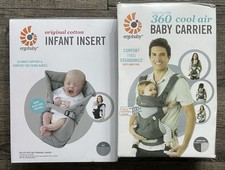 Ergo Baby 360 Cool Air Baby Carrier  Matching Infant Insert - Grey - New