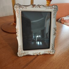 Vintage Ornate White Wash Over Brass Photo Fr...