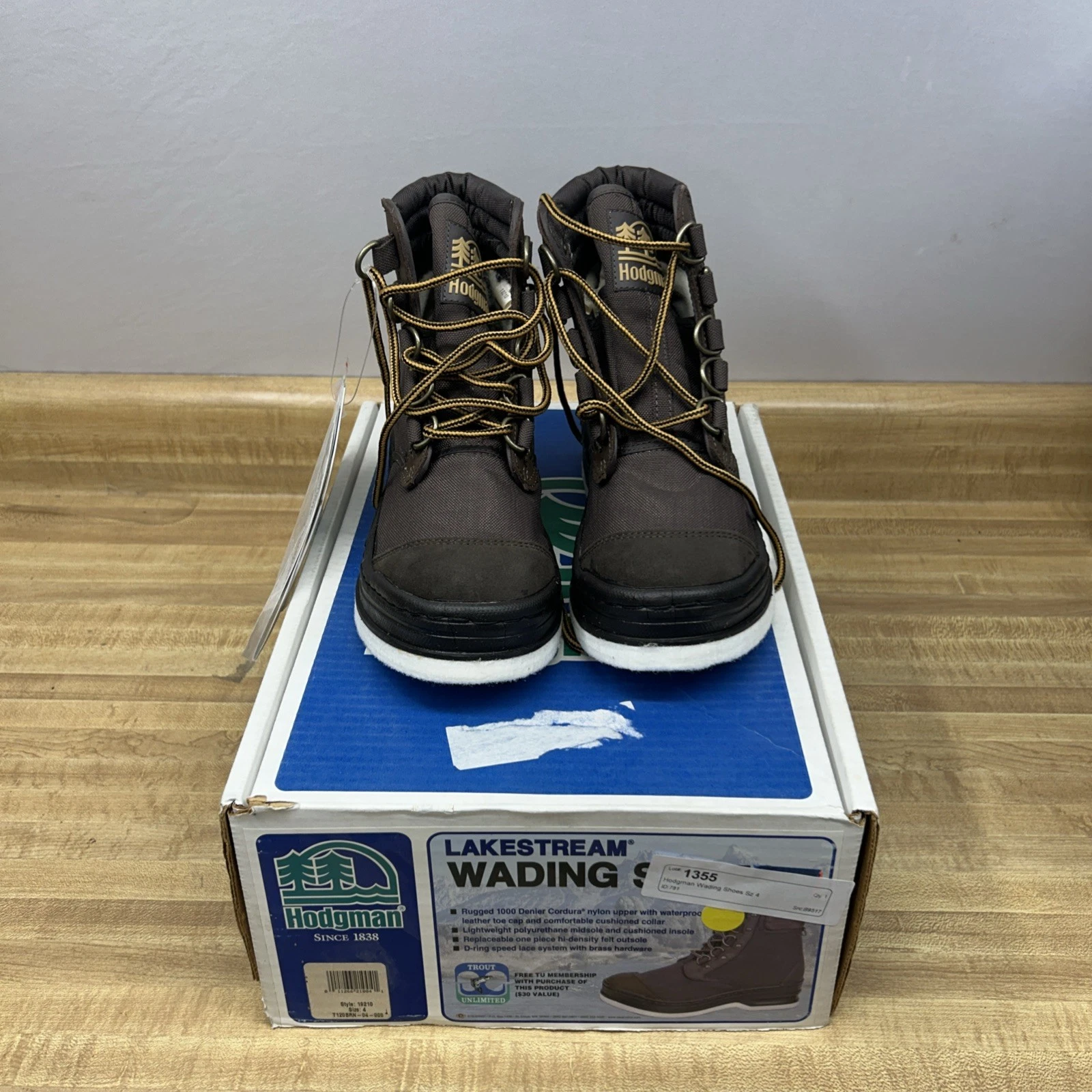 Hodgman Wading Boots Fishing Mens Size: 4 Lakestream 19210 Brown Lace Up Ankle
