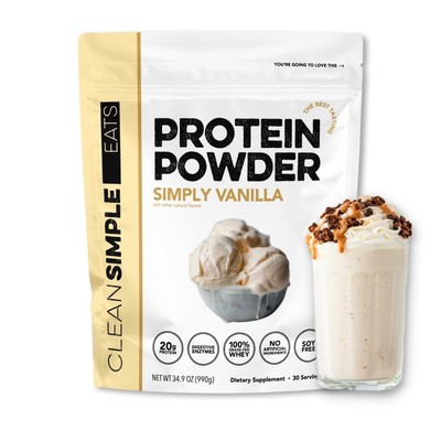 Clean Simple Eats Whey Protein Powder, Simply Vanilla Flavor Naturally Sweetened