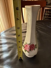 1979 Japan FTD Vase Cream Gold Trim Porcelain Roses