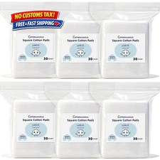 Large Square Cotton Pads 180 Count- 30 Count Pack of 6 3.54 x 4.33 ,100 Pure...