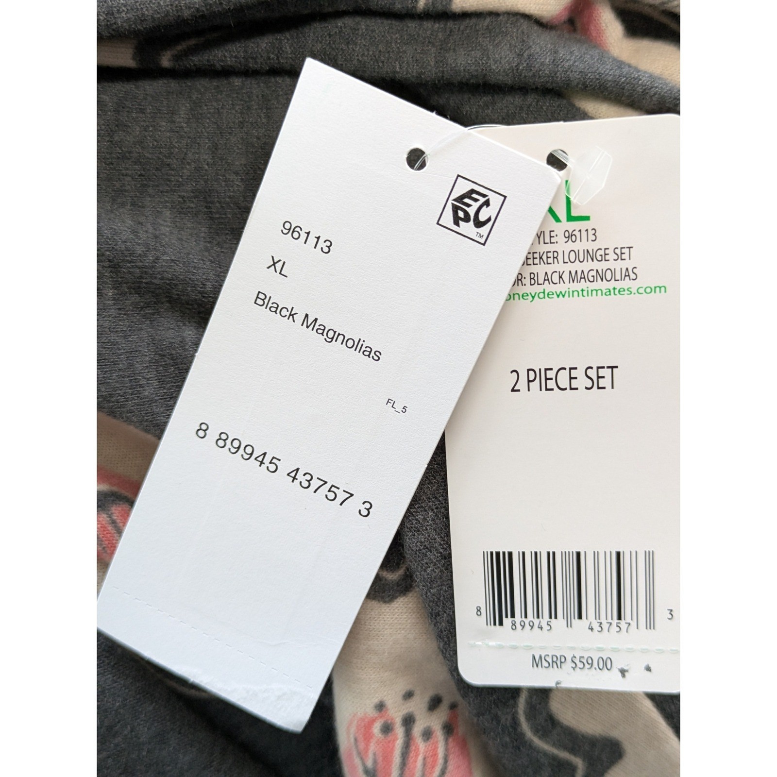 Honeydew Star Gazer Lounge Set Pajamas Size XL Black Magnolias NWT