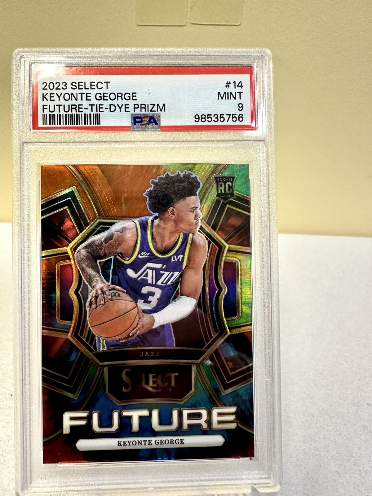 2023 SELECT KEYONTE GEORGE FUTURE TIE DYE ROOKIE CARD /25 PSA 9 UTAH JAZZ