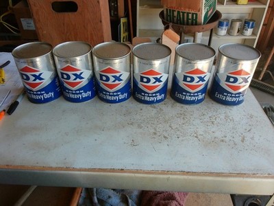 Vintage Lot of 6 Rare Style DX Quart Oil Cans All Nice! Lot 25-52