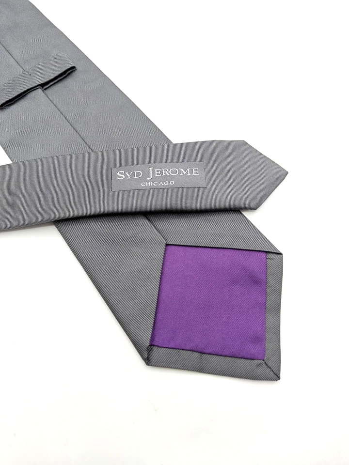 🇺🇲 Corbata de seda gris Syd Jerome para hombre hecha a mano en Inglaterra 58x3,5 Foto 2 de 4