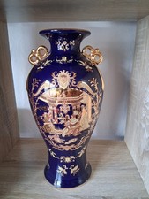 Prunkvase, feinstes chinesisches Porzellan, Kobaltblau und Gold, 29,5cm, Nr. 716