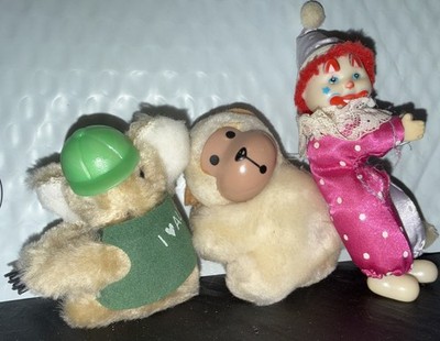 Lot 3-Vintage Clip On Pencil Huggers: Clown/Monkey/Koala Bear Pre-Owned